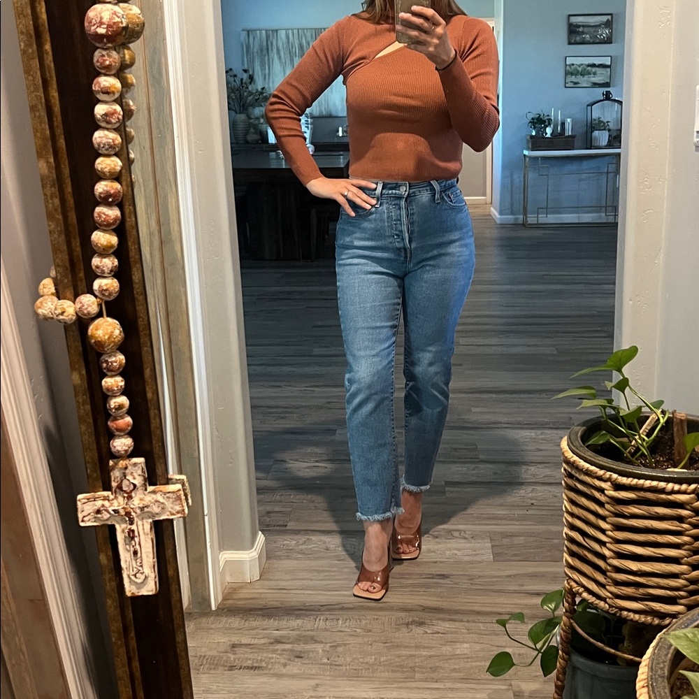 Zara Rust Orange Cutout Sweater